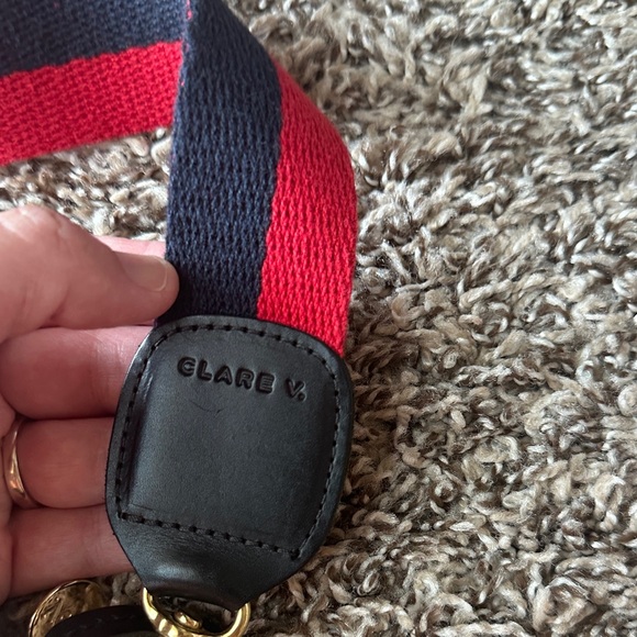 Clare V Red and Blue Strap with Black Leather Detail - Picture 2 of 5